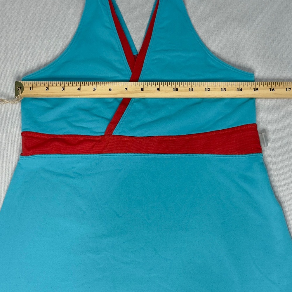 Lululemon Deep V Tank Turquoise Red Colourblock Racerback Yoga Top - Picture 4 of 10